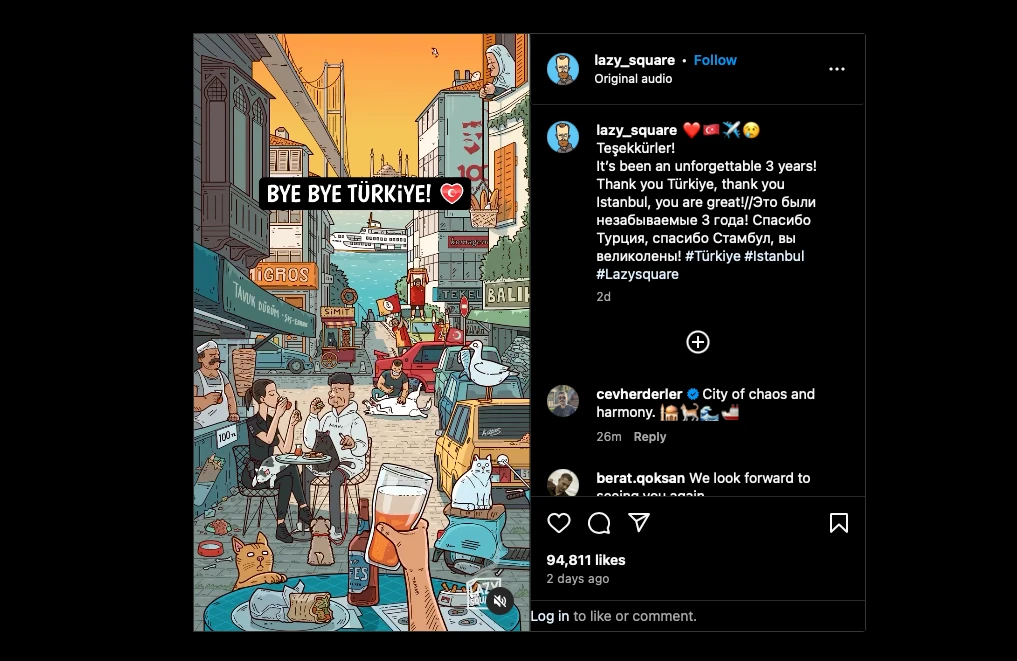 Illustrator Alex Semenov bids farewell to Istanbul with iconic, viral Istanbul video